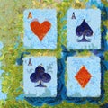 Artistic painting four aces poker Playing cards