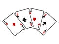 Four aces isolated on white background Royalty Free Stock Photo