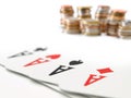 Four aces with the money Royalty Free Stock Photo