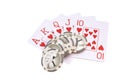 Four aces playing cards and casino chips Royalty Free Stock Photo