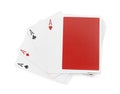 Four aces playing cards and deck on white background, top view Royalty Free Stock Photo