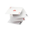 Four aces playing cards floating on white background. Poker game Royalty Free Stock Photo