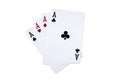 Four aces playing cards for poker casino game on white background Royalty Free Stock Photo