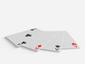 Four aces playing cards poker game. Realistic 3D gambling games symbols. Clubs and spaces, hearts and diamonds casino poker card. Royalty Free Stock Photo