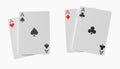 Four aces playing cards poker game. Realistic 3D gambling games symbols. Clubs and spaces, hearts and diamonds casino poker card. Royalty Free Stock Photo