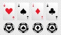 Four Aces Playing Cards Set - Different Vector Illustrations Isolated On Transparent Background Royalty Free Stock Photo