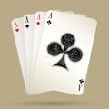 Four aces playing cards suit, winning poker hand