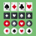 Four aces playing cards and suits flat icons Royalty Free Stock Photo