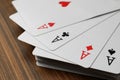 Four aces playing cards on table, closeup Royalty Free Stock Photo