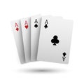 Four aces poker card isolated on white background, vector