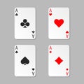 Four aces poker cards isolated on grey background. Royalty Free Stock Photo