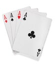 Four aces. Poker cards over white