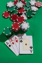 Four aces and poker chips Royalty Free Stock Photo