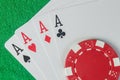 Four Aces and poker chips stack Royalty Free Stock Photo