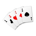 Four aces. Poker winning hand. Heart ace Royalty Free Stock Photo