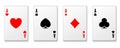 Four aces. Poker winning hand. Heart ace. Royalty Free Stock Photo