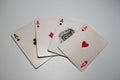 Four aces on a table. Poker winning hand. Royalty Free Stock Photo