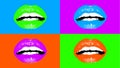 Four adoring female mouths in light colors