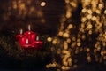 Four Advent burning candles, christmas decoration, postcard concept Royalty Free Stock Photo