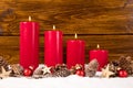 Four advent candles burning Royalty Free Stock Photo