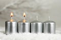 Four Advent candles. Two candles burning Royalty Free Stock Photo