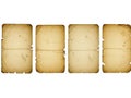 Four aged parchment sheets with distinctive creases Royalty Free Stock Photo