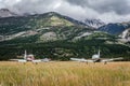 Four airplanes at Jasper Airstrip near Jasper, Alberta