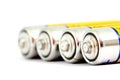 Four alkaline batteries AA size with shallow dof