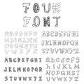 Four Alphabet font line - Vector illustration