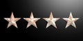 Four American military pattern stars isolated on black background. 3d illustration