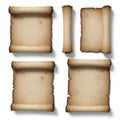 Four ancient scrolls isolated on white background Royalty Free Stock Photo