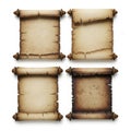 Four ancient scrolls isolated on white background Royalty Free Stock Photo