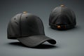 Four angle views of a black baseball cap presented in a versatile mock up