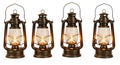 Four Antique-Style Lanterns with Warm Glow Royalty Free Stock Photo
