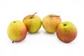 Four apple still life on white background