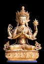 Four-armed form of Avalokiteshvara made of metal. Royalty Free Stock Photo