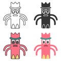 Four-armed monster in different styles.