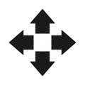 Four arrows point out of the center