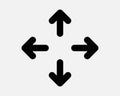 Four Arrows Pointing Out Icon. 4 Arrow Navigation Point Direction Position Zoom In Sign Symbol