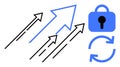 Progress Arrows with Security and Refresh Symbols for Growth and Safety Concept Royalty Free Stock Photo
