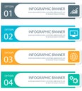 Four assorted banner illustration logo, Infographic Web banner presentation Euclidean, hand painted color PPT, area, flag