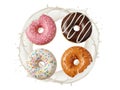 Four assorted donuts isolated on white background Royalty Free Stock Photo