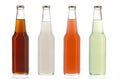 Four assorted soda bottles, alcoholic drinks Royalty Free Stock Photo