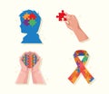 four autism day icons Royalty Free Stock Photo