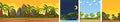 Four background different nature scenes with green trees in different times Royalty Free Stock Photo