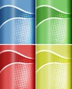 Four backgrounds with wavy line and dots Royalty Free Stock Photo