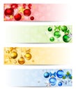 Four banners with colorful Christmas balls. Vector eps-10. Royalty Free Stock Photo