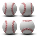Four baseballs isolated on white background Royalty Free Stock Photo