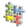 Four basic color jigsaw puzzle 3D Royalty Free Stock Photo