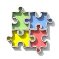 Four basic color jigsaw puzzle 3D Royalty Free Stock Photo